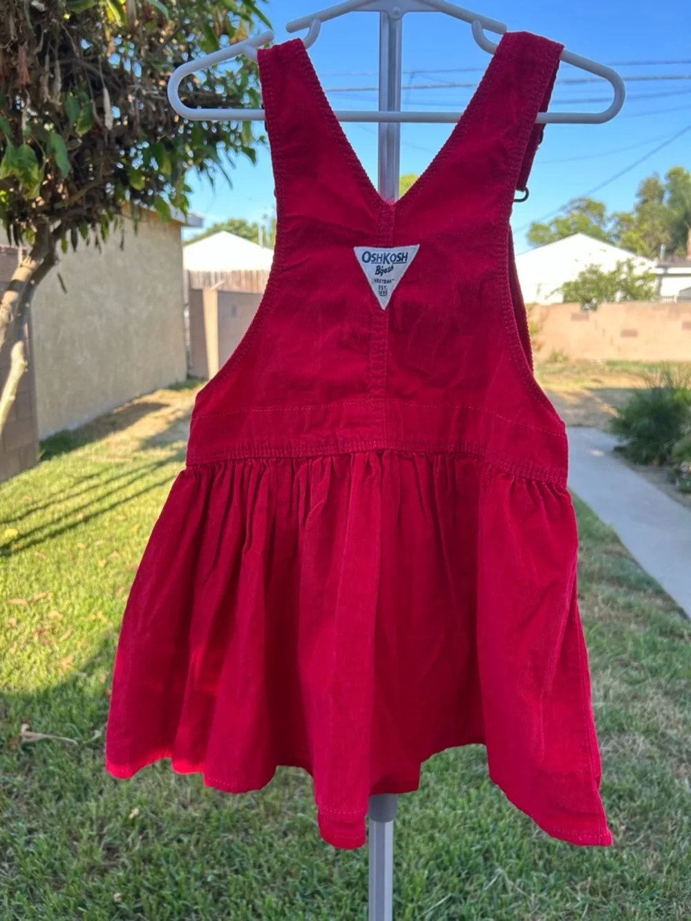 OshKosh B'gosh Bright Red Corduroy Overall Dress for Kids